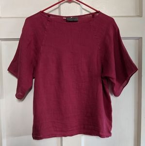 Vintage Tintern deep pink linen boxy top - size M